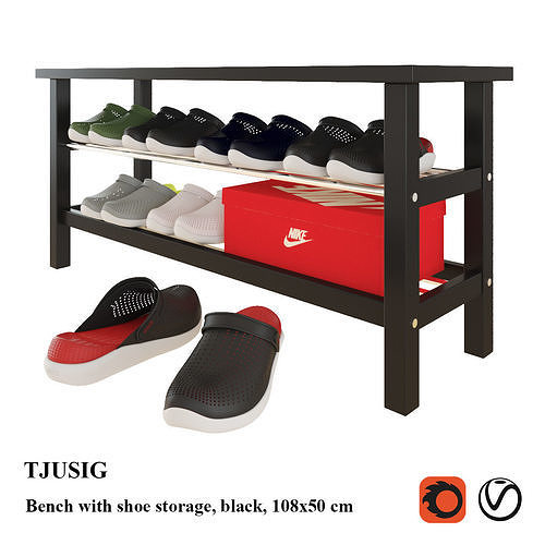 TJUSIG bench with crocs shoes 3D model
