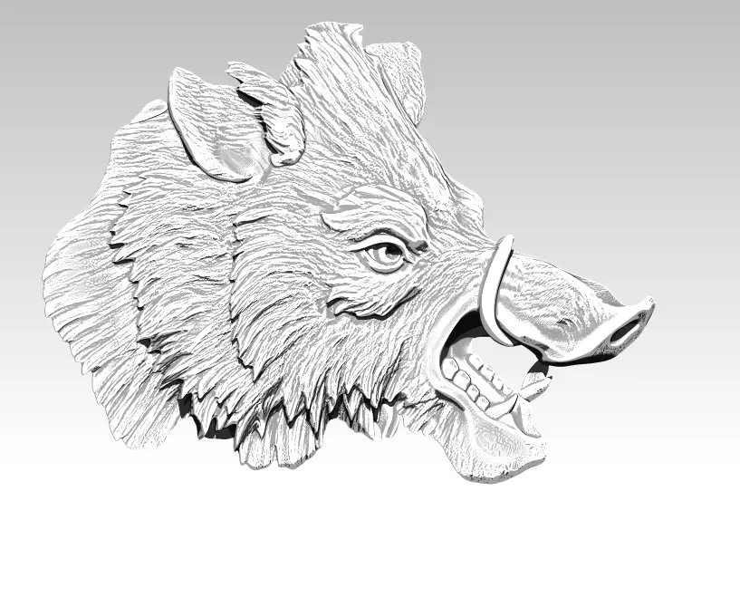 Boar relief 3D print model_0