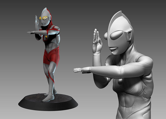 Ultraman 3D print model two statues of 3D print model