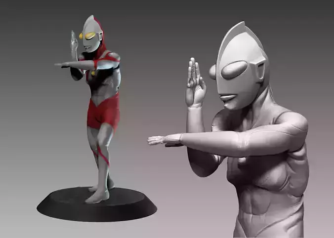 Ultraman 3D print model two statues of 3D print model