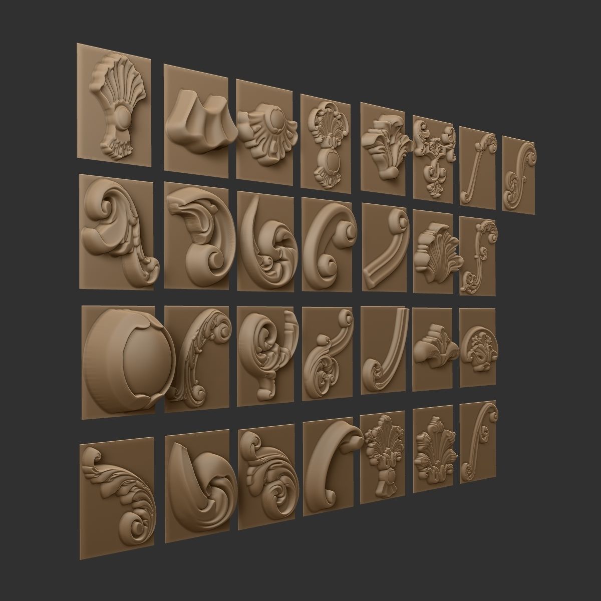 29 VDM Brushes of Decor ornaments for ZBrush 3D model_1