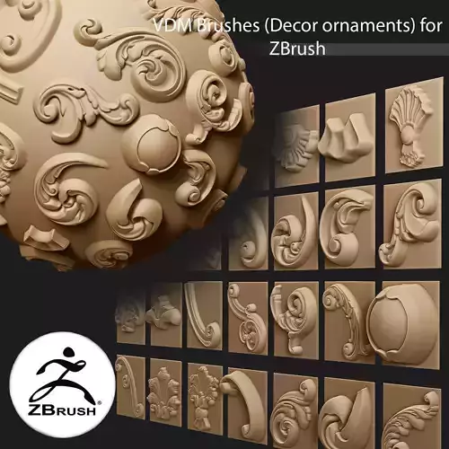 29 VDM Brushes of Decor ornaments for ZBrush