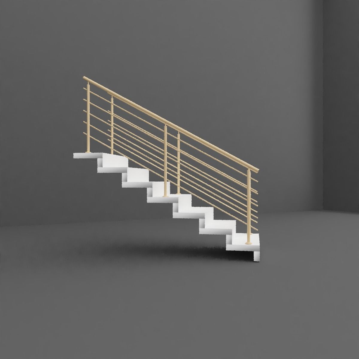 Stairs staircase gold Free 3D model_1