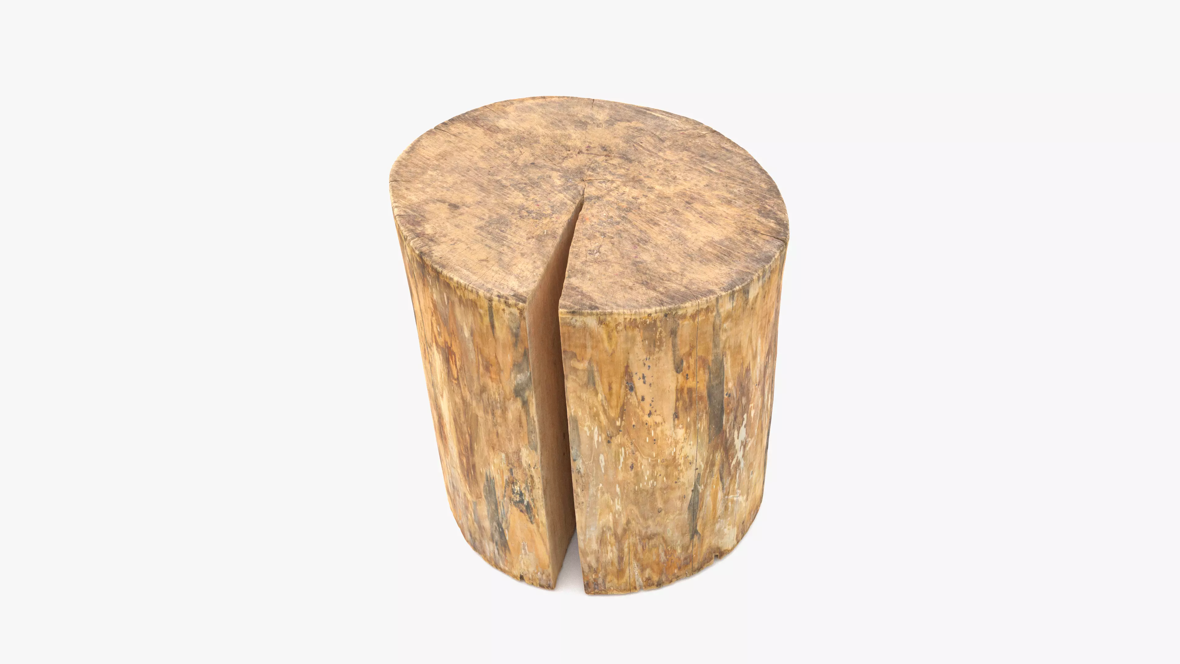 Log Round Cracked Low-poly 3D model_0