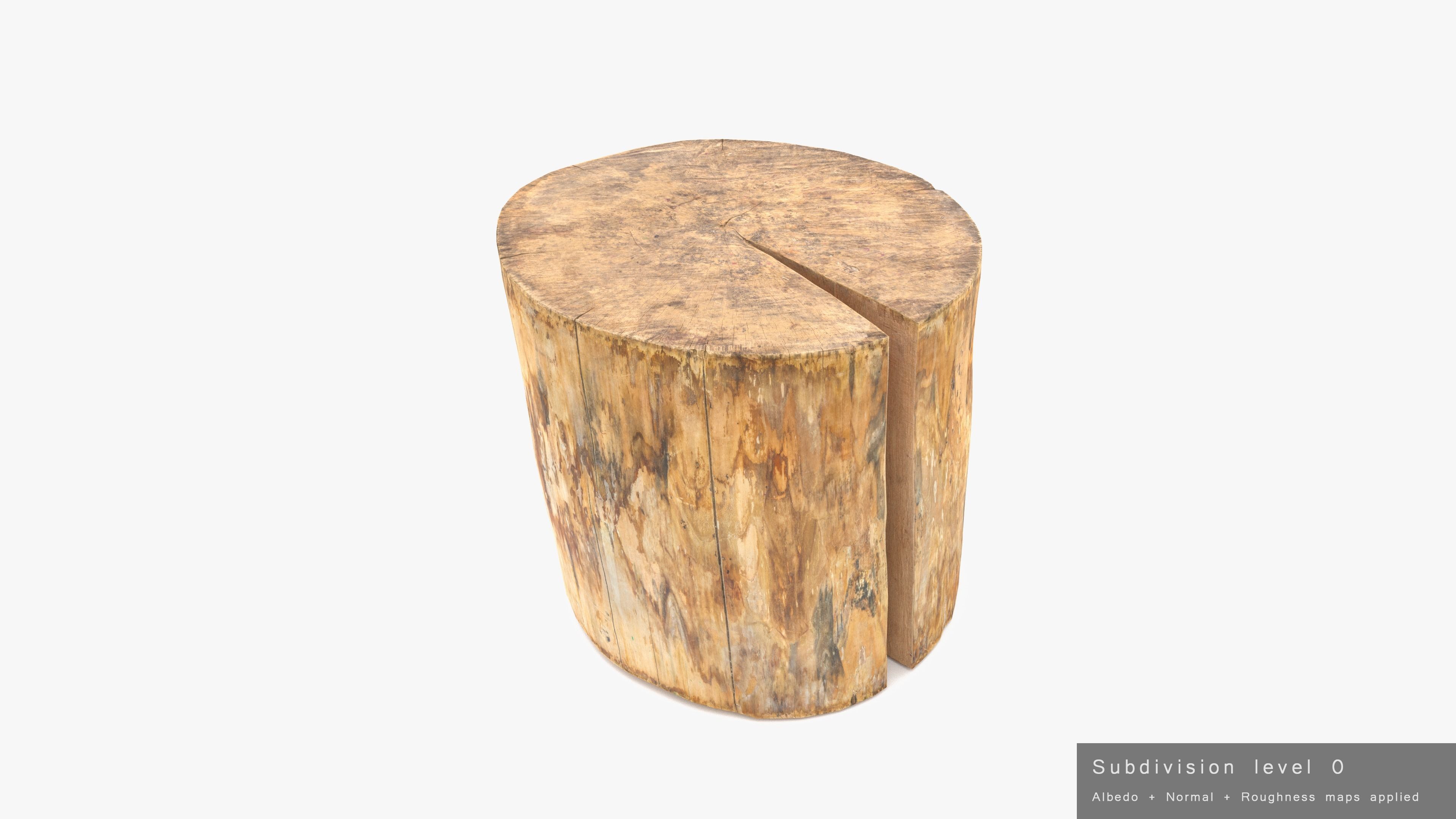 Log Round Cracked Low-poly 3D model_12