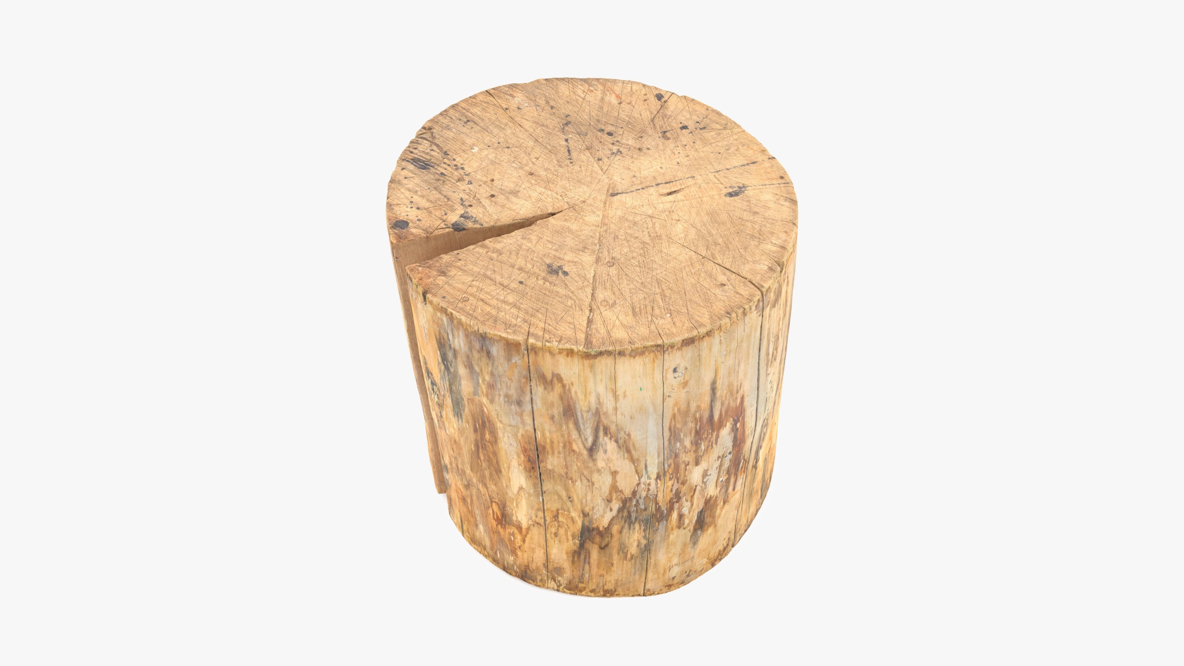 Log Round Cracked Low-poly 3D model_8