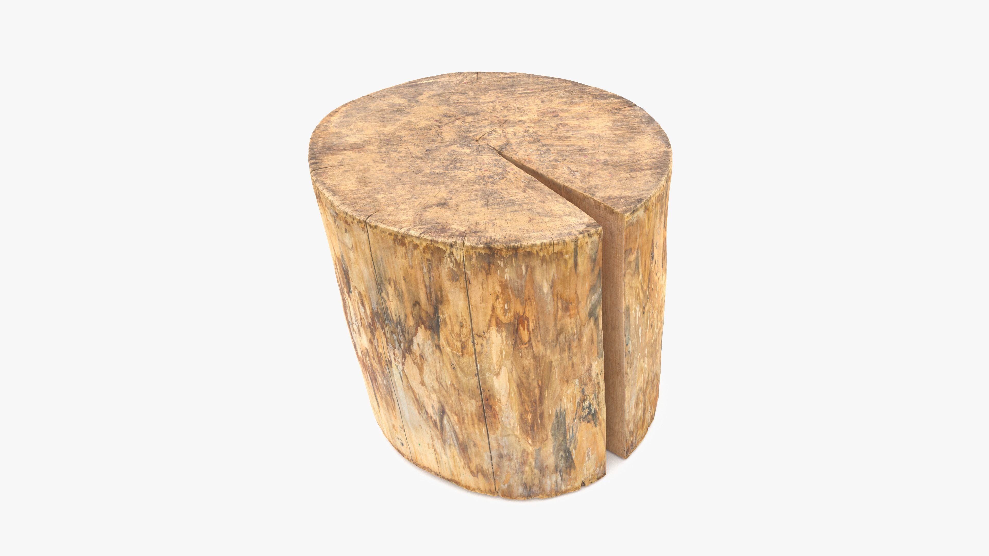 Log Round Cracked Low-poly 3D model_2