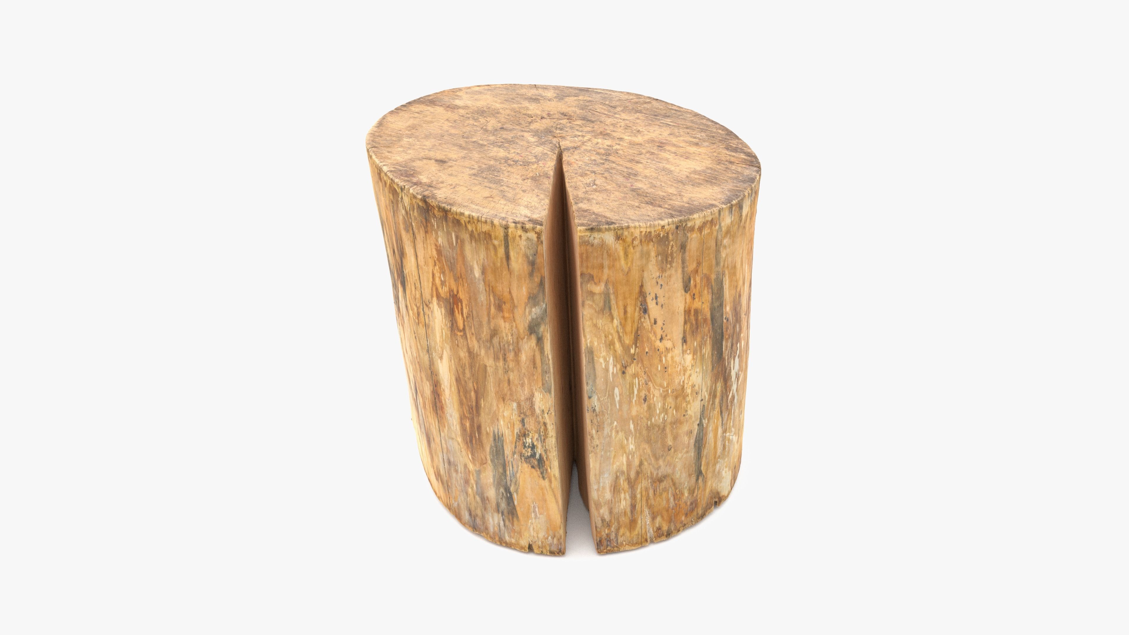 Log Round Cracked Low-poly 3D model_1