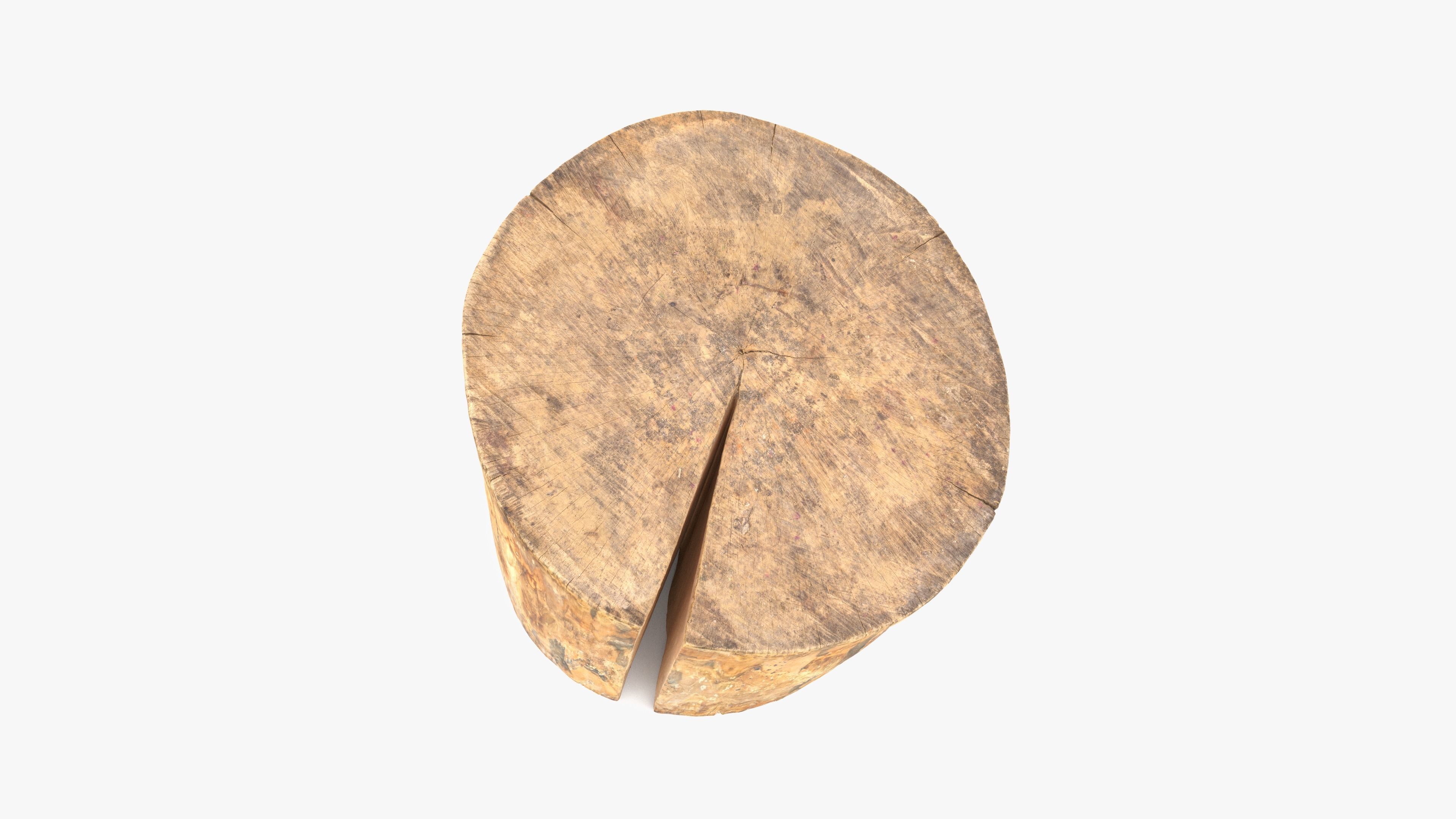 Log Round Cracked Low-poly 3D model_9