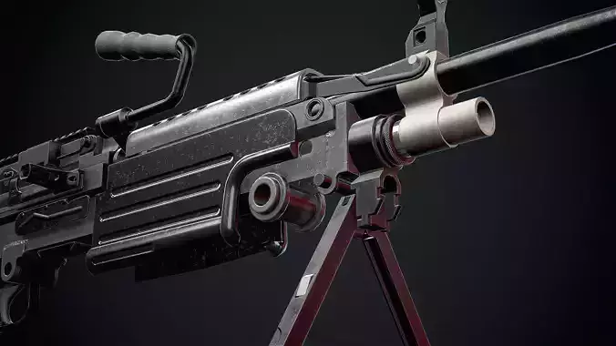 Semi Automatic Rifle FN M249S PARA  Low-poly 3D model