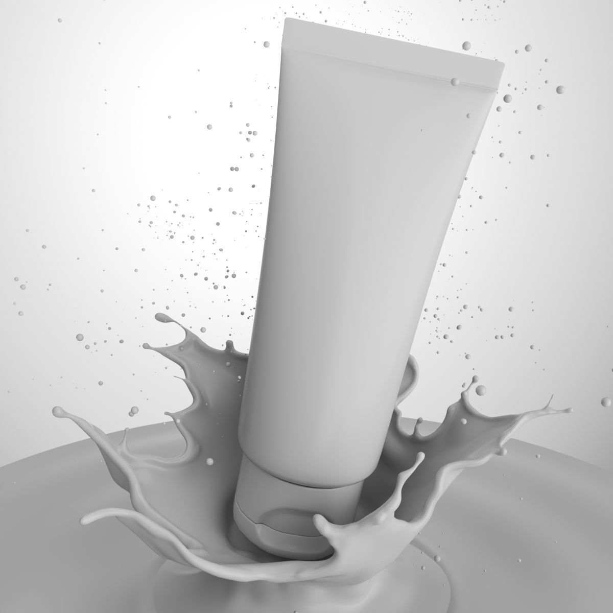 Face wash cosmetic package tube model with water liquid splash 3D model_3