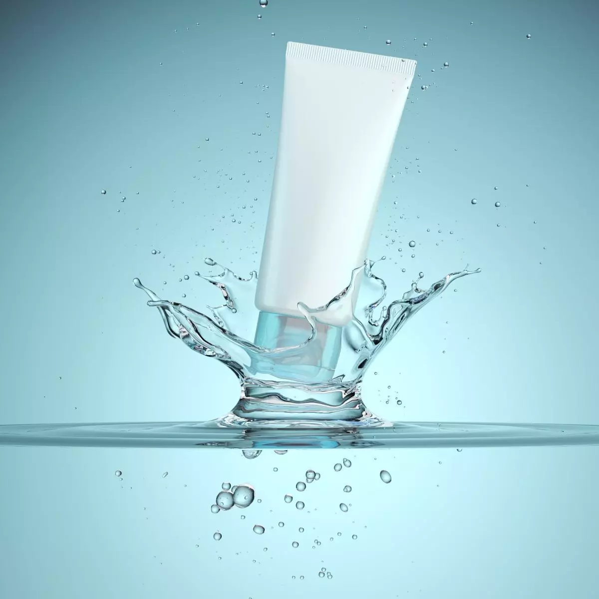 Face wash cosmetic package tube model with water liquid splash 3D model_0