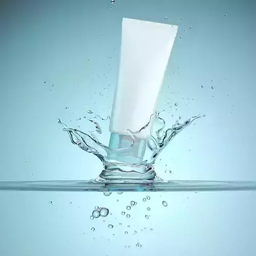 Face wash cosmetic package tube model with water liquid splash 3D model