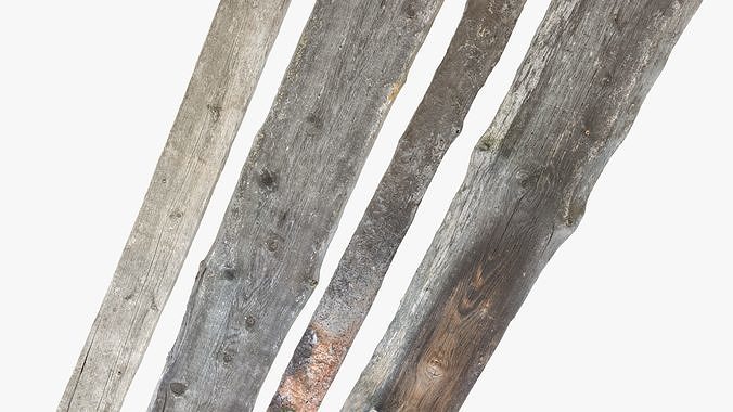 Planks Weathered Low-poly 3D model 7
