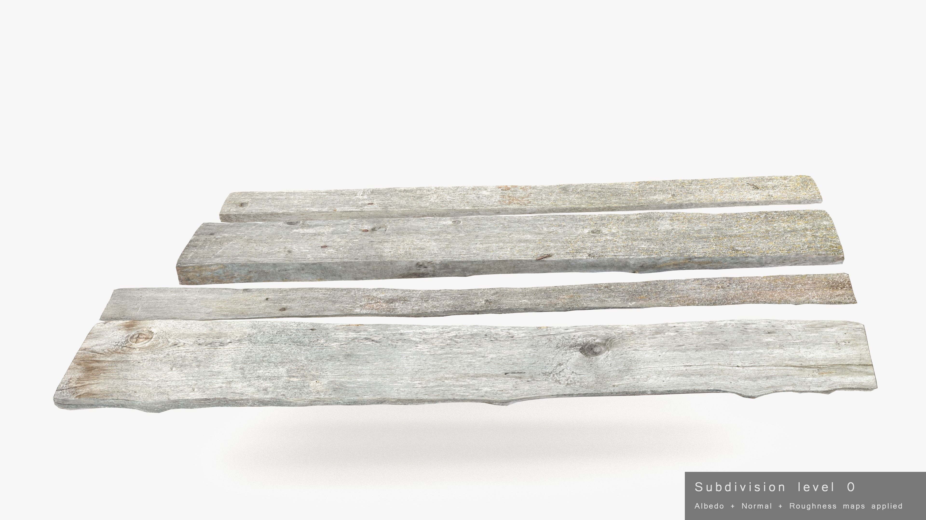 Planks Weathered Low-poly 3D model_19