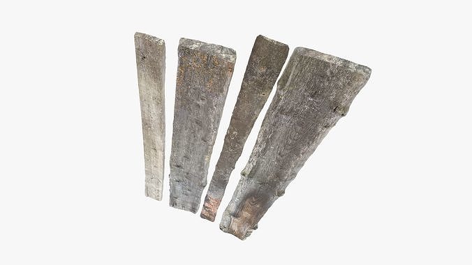 Planks Weathered Low-poly 3D model 2