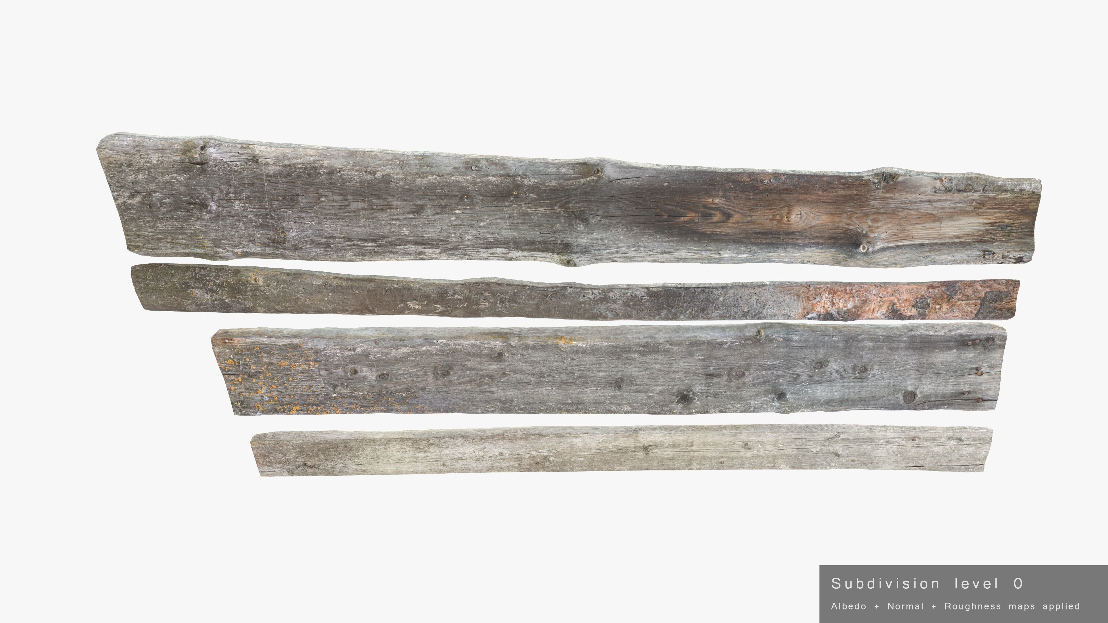 Planks Weathered Low-poly 3D model_16