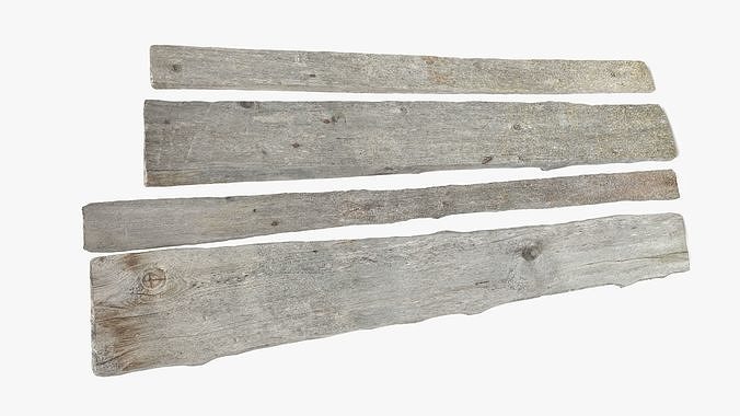 Planks Weathered Low-poly 3D model 5