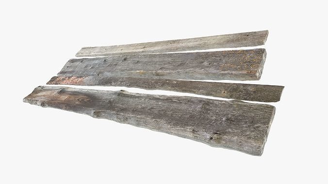 Planks Weathered Low-poly 3D model 4