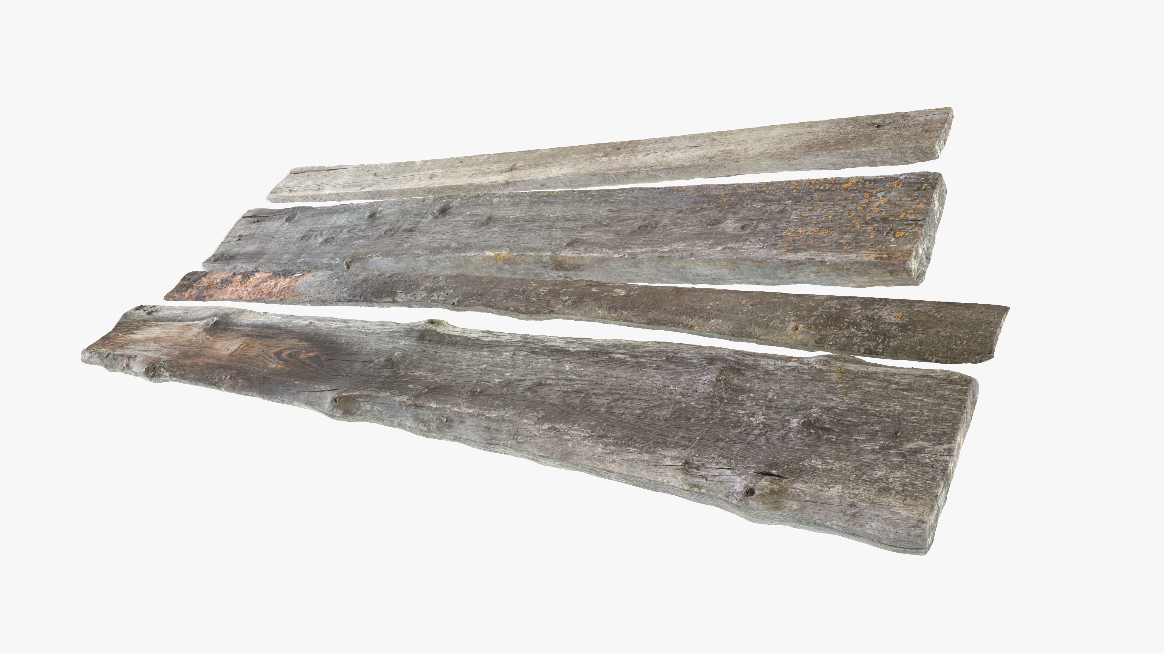 Planks Weathered Low-poly 3D model_3