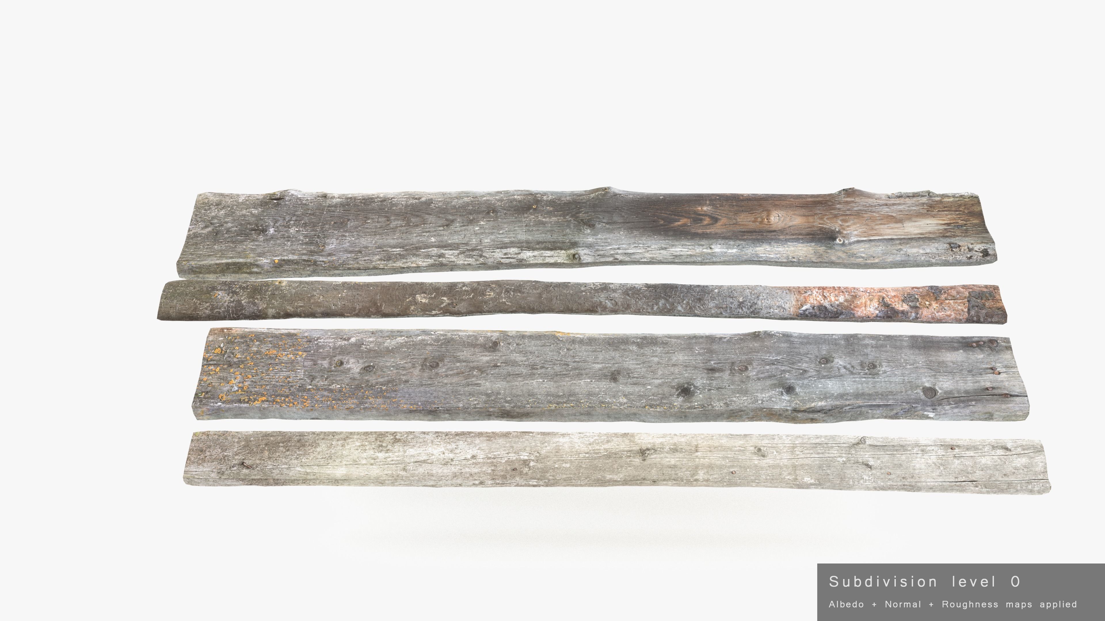 Planks Weathered Low-poly 3D model_17