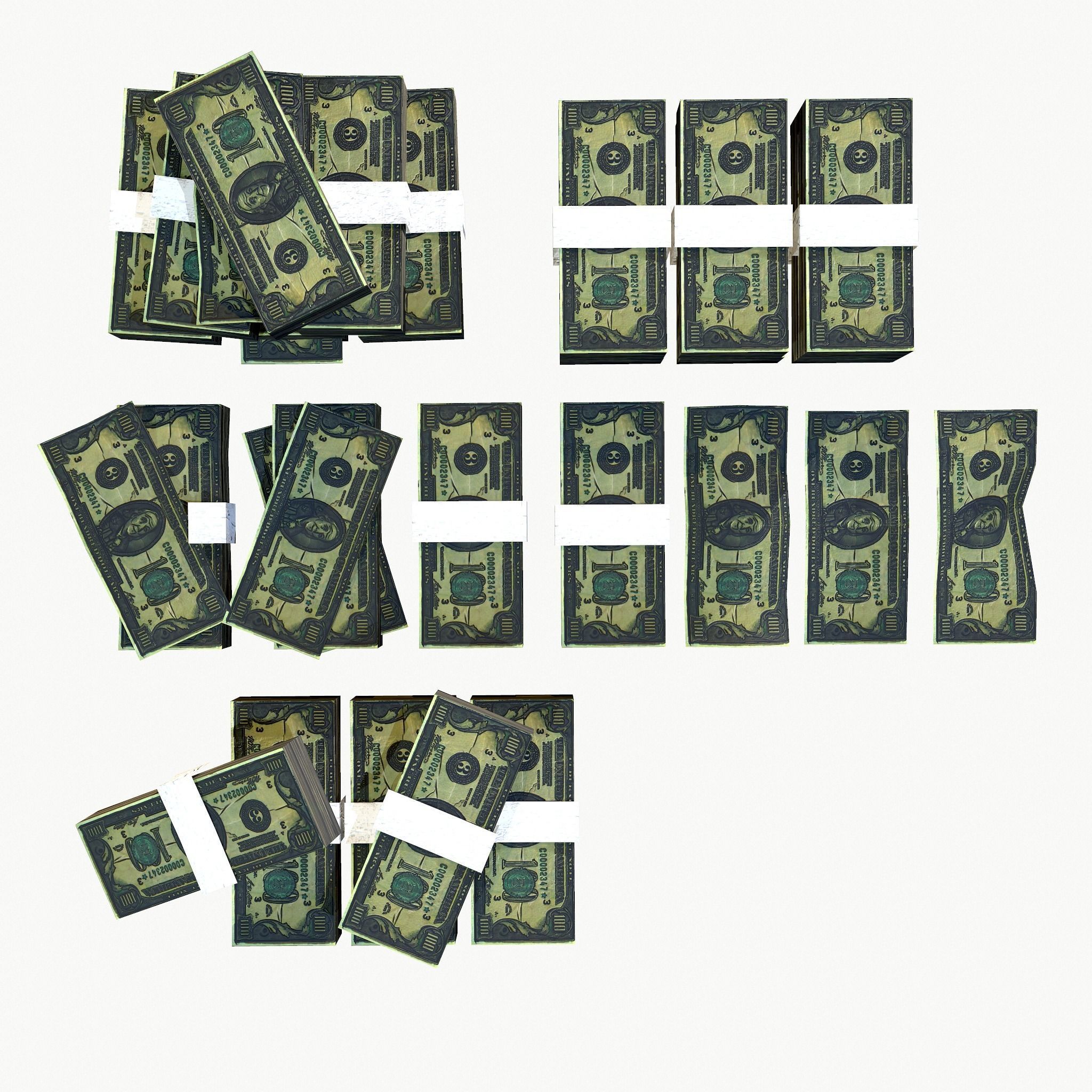 Stylised Money Pack Low-poly 3D model_4