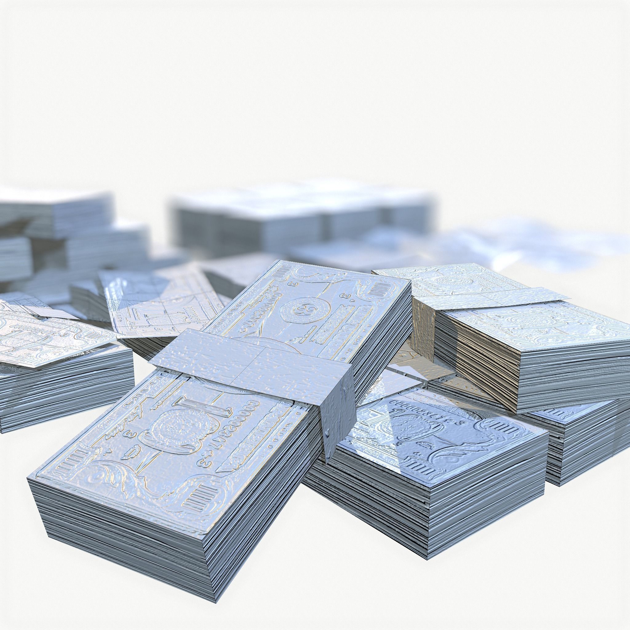 Stylised Money Pack Low-poly 3D model_9