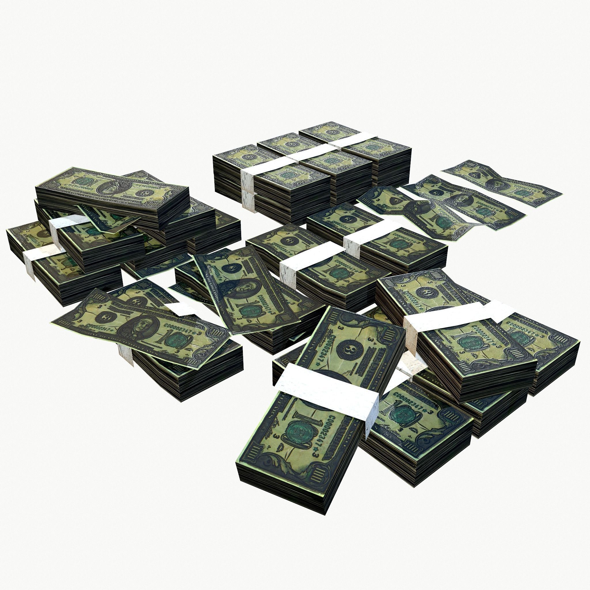 Stylised Money Pack Low-poly 3D model_2