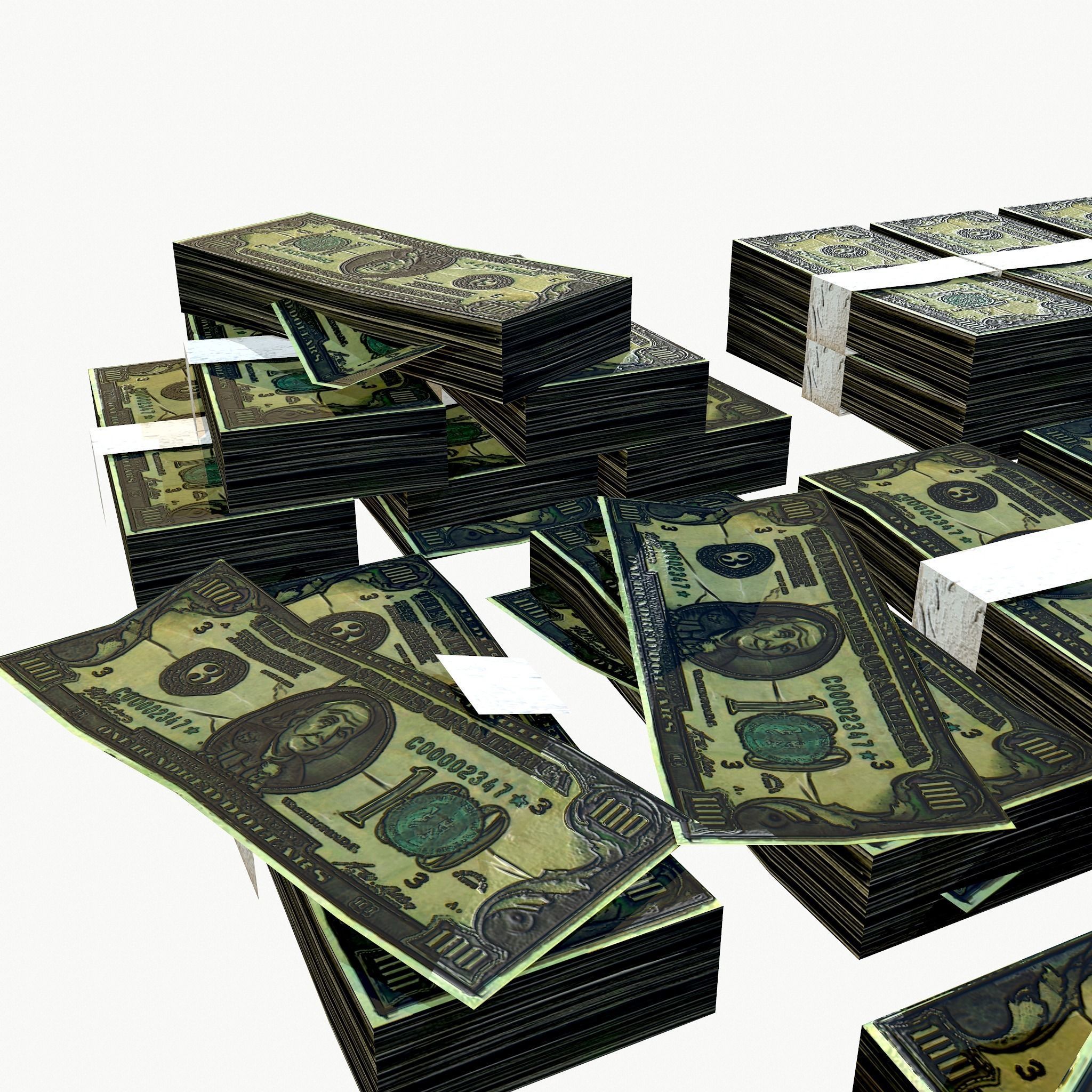 Stylised Money Pack Low-poly 3D model_6