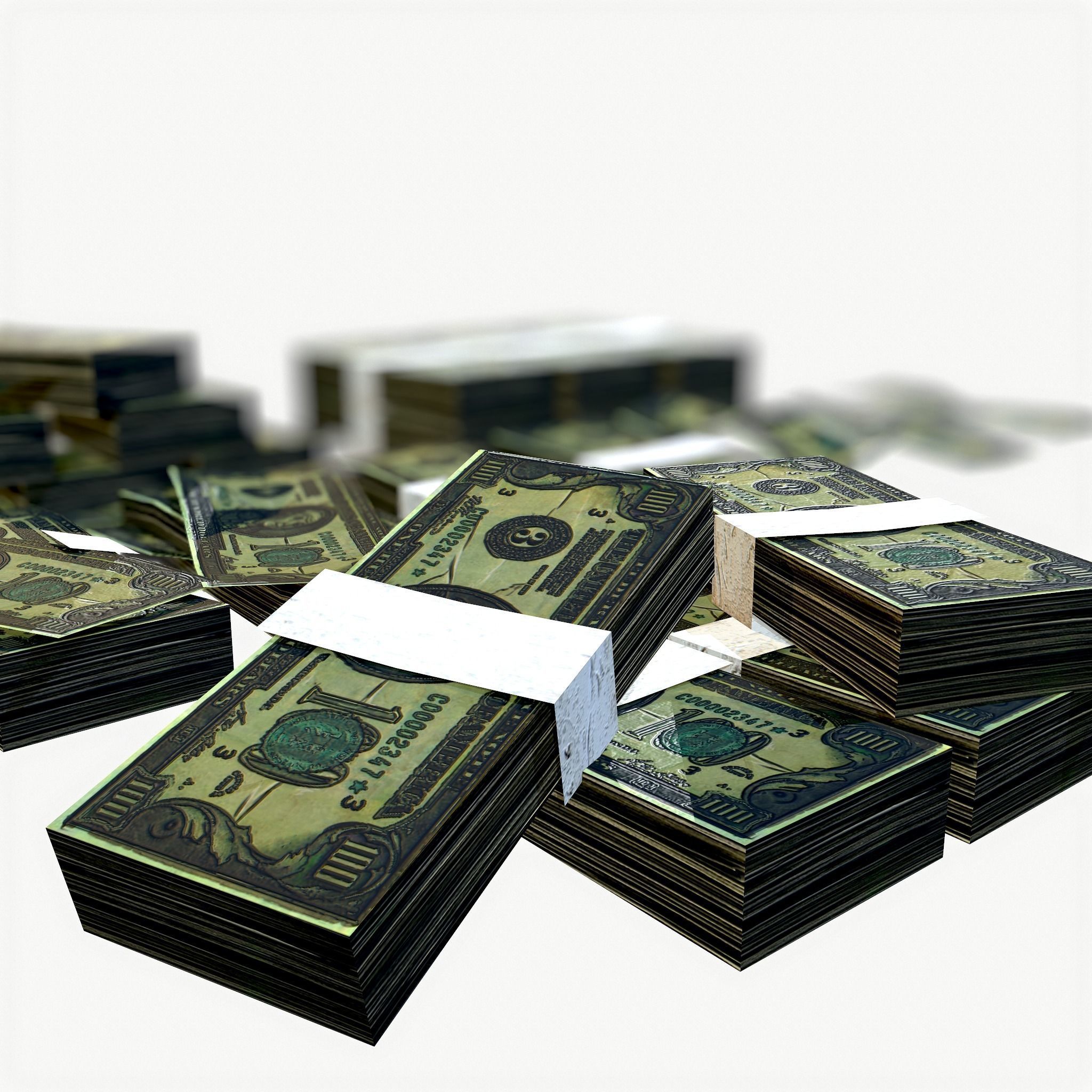 Stylised Money Pack Low-poly 3D model_7