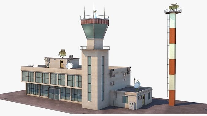 Airport Terminal - Control Tower  Low-poly 3D model