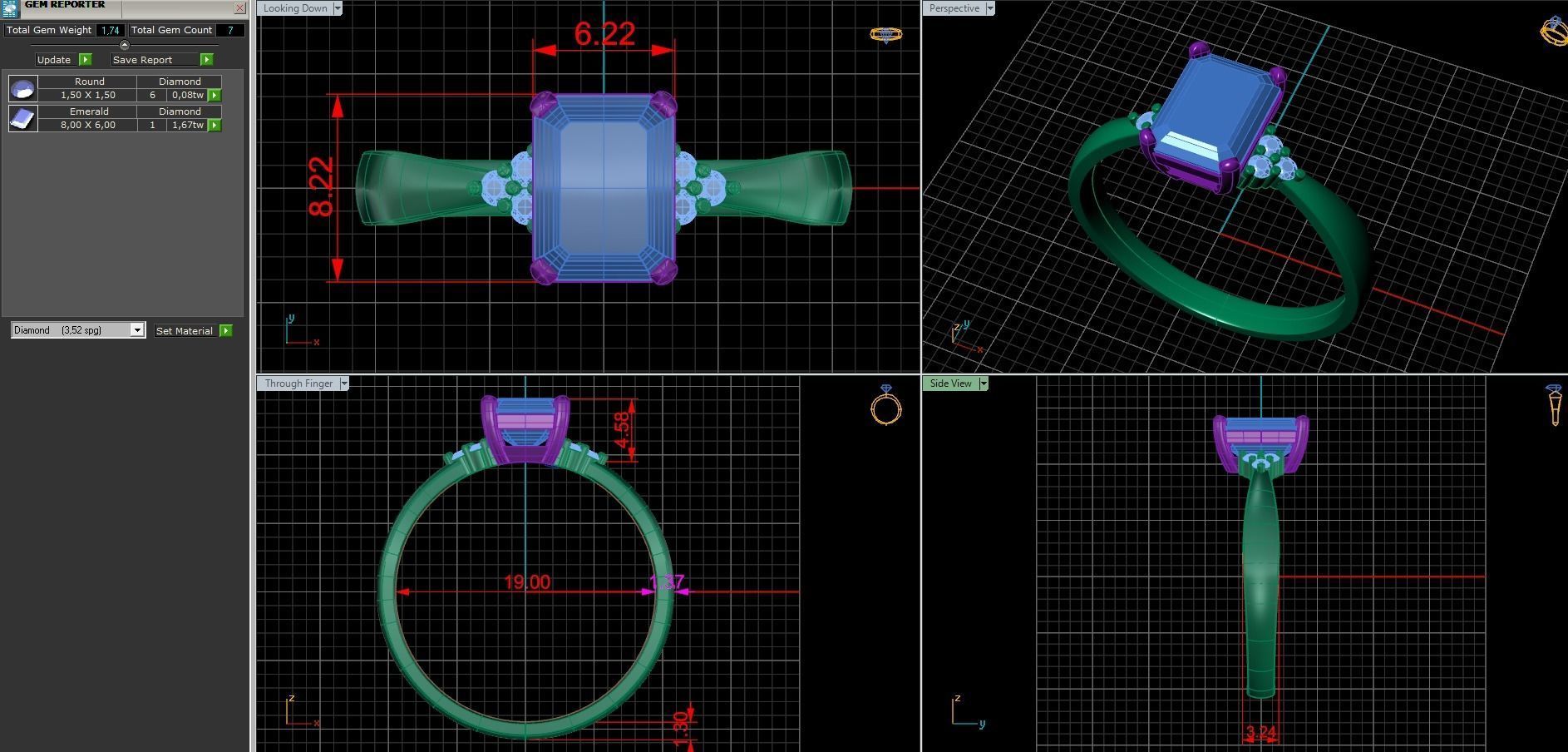 Diamond ring 3D print model_4