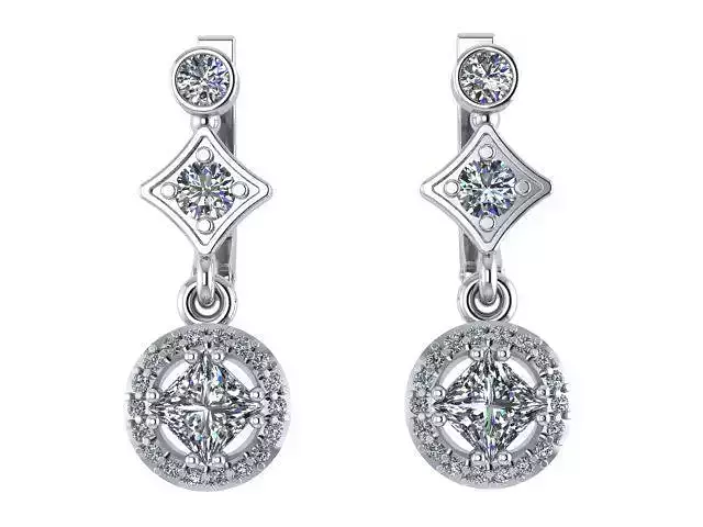 Diamond earrings with princess stone 