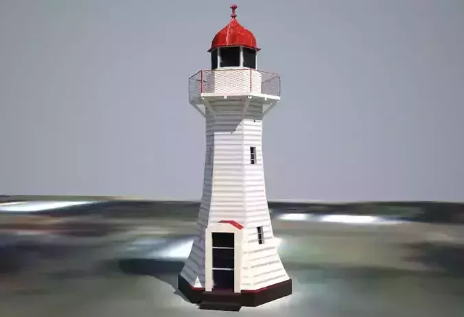 The Old Burnett Heads Lighthouse Low poly 3D model