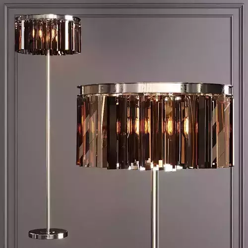 RH 1920S ODEON RHYS SMOKE GLASS FLOOR LAMP 2-TIER Nickel