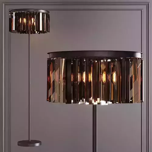 RH 1920S ODEON RHYS SMOKE GLASS FLOOR LAMP 2-TIER Black