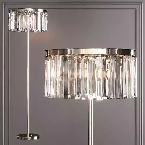 RH 1920S ODEON RHYS CLEAR GLASS FLOOR LAMP 2-TIER Nickel