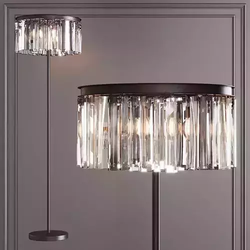 RH 1920S ODEON RHYS  CLEAR GLASS FLOOR LAMP 2-TIER Black