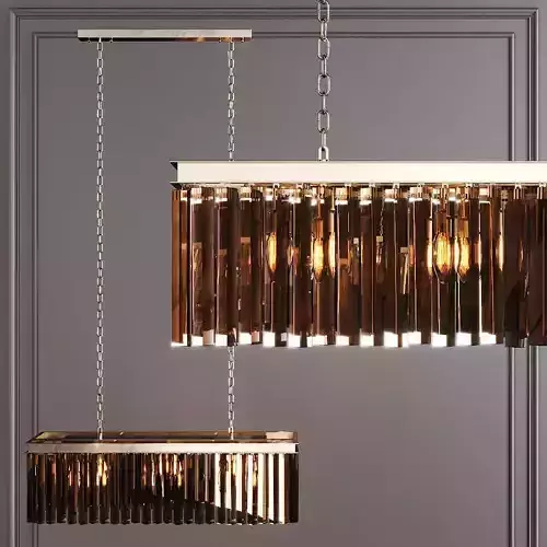 RH 1920S ODEON RHYS SMOKE GLASS PRISM RECTANGULAR 35 Nickel