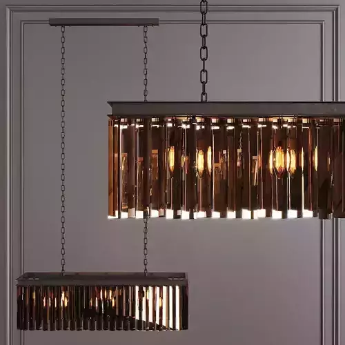 RH 1920S ODEON RHYS SMOKE GLASS PRISM RECTANGULAR 35 Black