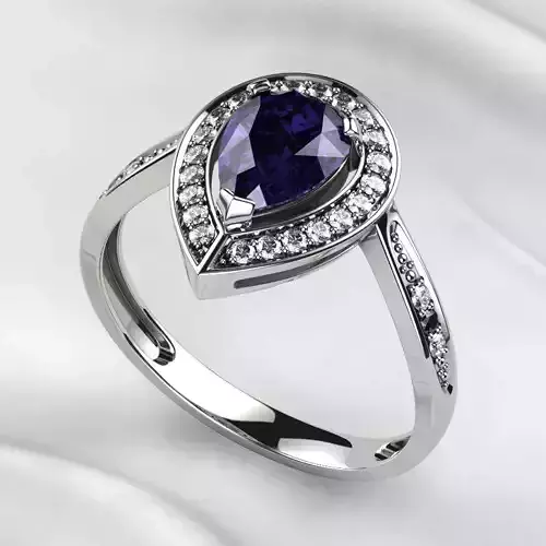 Sapphire Pear Gold Ring