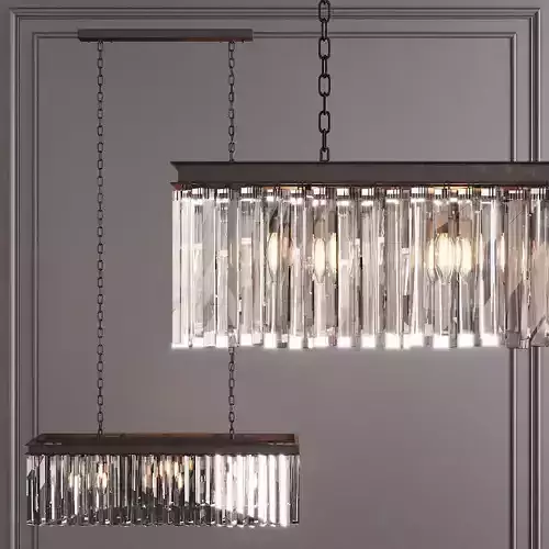 RH 1920S ODEON RHYS CLEAR GLASS PRISM RECTANGULAR 35 Black