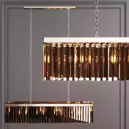 RH 1920S ODEON RHYS SMOKE GLASS PRISM RECTANGULAR 49 Nickel