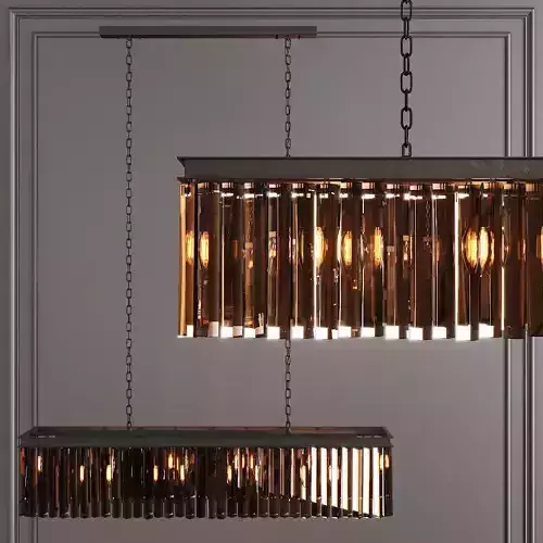 RH 1920S ODEON RHYS SMOKE GLASS PRISM RECTANGULAR 49 Black