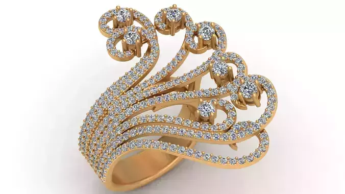 Waves Fashion Infinity Diamond Gold Ring 3D print model