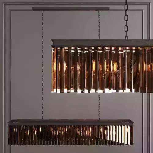 RH 1920S ODEON RHYS SMOKE GLASS PRISM RECTANGULAR 59 Black