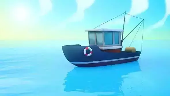Low Poly fishing Boat  Low-poly 3D model