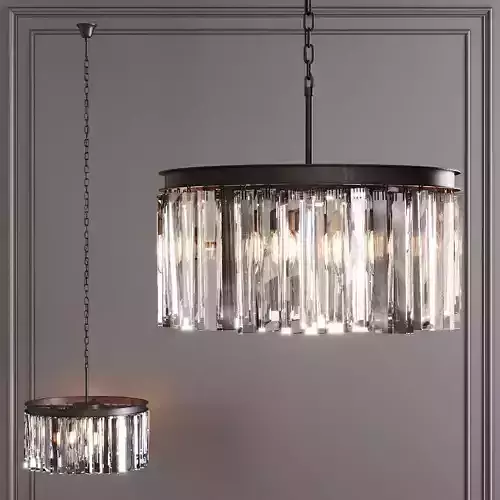 RH 1920S ODEON RHYS CLEAR GLASS PRISM ROUND CHANDELIER 20 Black