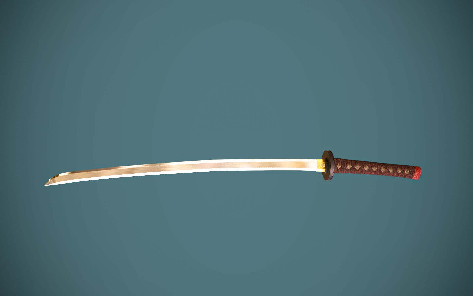 Samurai Katana Low-poly 3D model_3