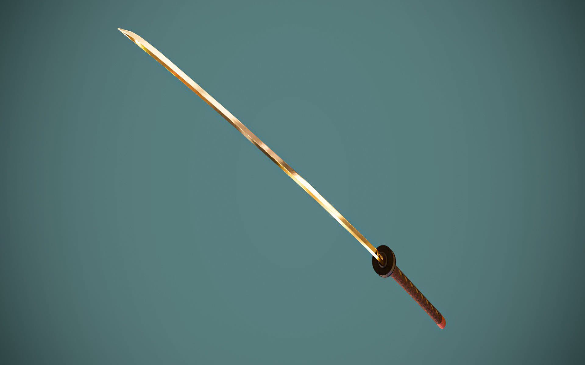 Samurai Katana Low-poly 3D model_2